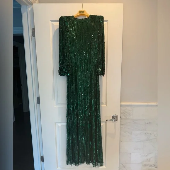 Jenny Packham Forest Green Nymph Dress worn once - Picture 4 of 12